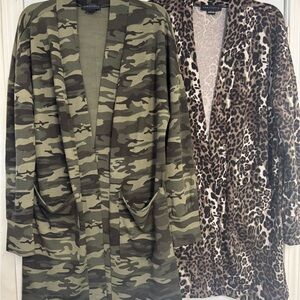Sanctuary Olive Camo and Brown Leopard Cardigans